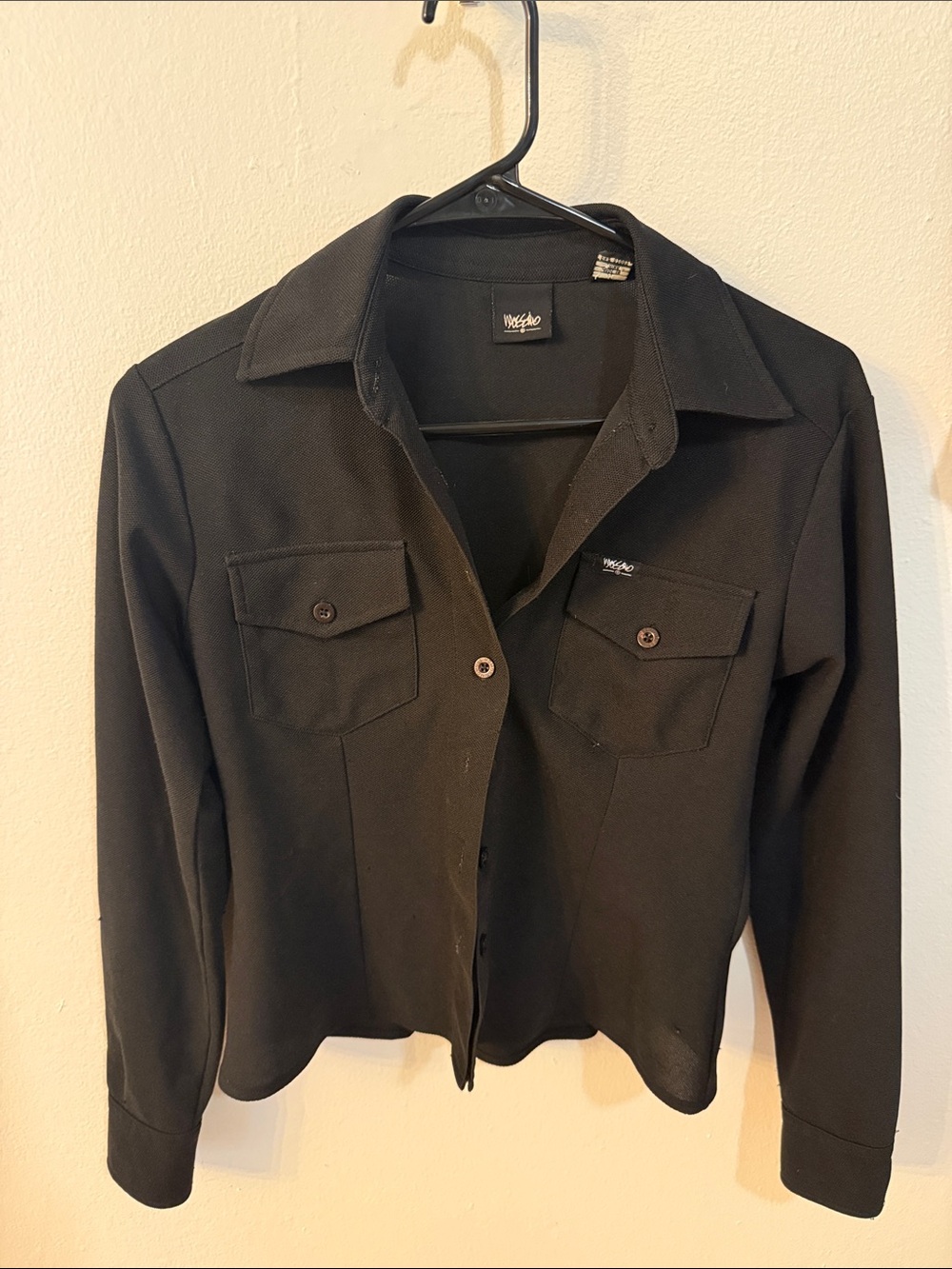 Vintage Massimo Black Women's Button-Front Blouse